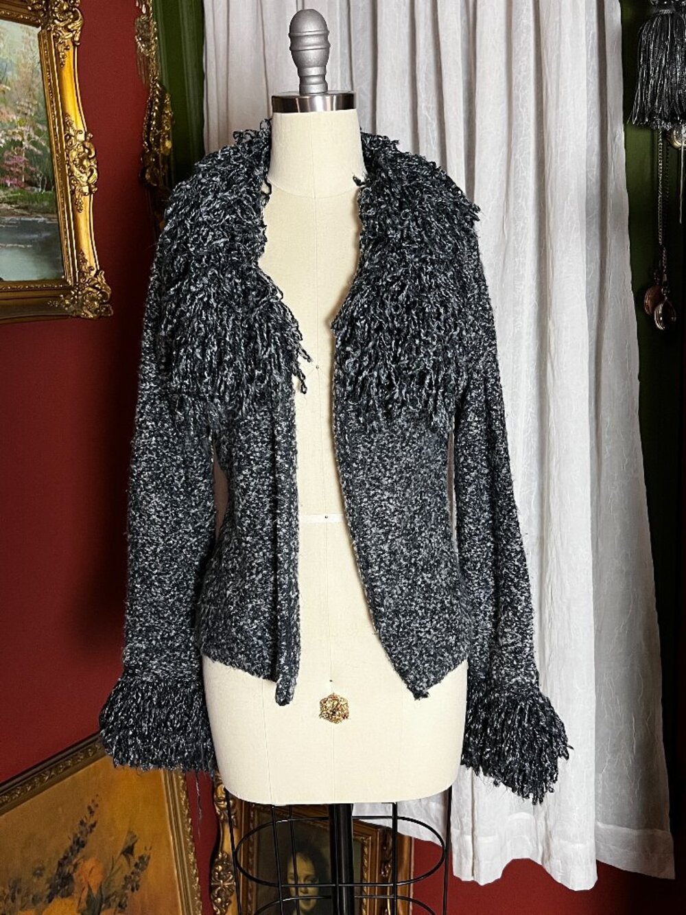 Vintage Fluffy Collar and Cuff Cardigan